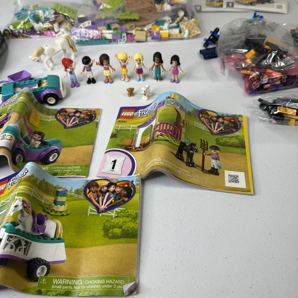 LEGO Friends Bulk Girls Lot with Mini-Doll Figures & Horses And Extras